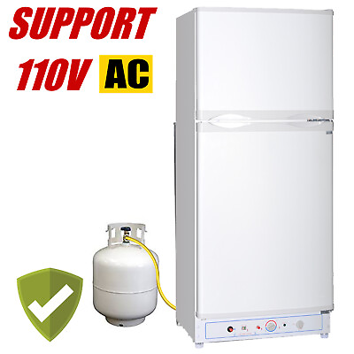 #ad 6.1 cu ft 2 Way Propane Gas Refrigerator Freezer RV Off grid Cabin Camper White $1499.00