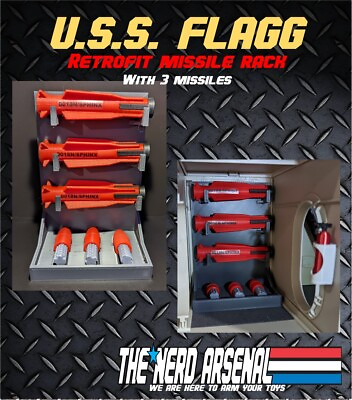 #ad USS FLAGG RETROFIT MISSILE Rack and set of 3 missiles $65.00