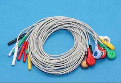 #ad 10 leads Snap Din 1.5mm ECG Cable AHA Leadwire Compatible $19.83