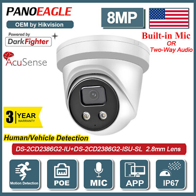 #ad Hikvision OEM 8MP Camera AcuSense DarkFighter Built in MIC OR Two Way Audio POE $134.90