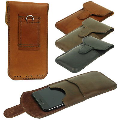 #ad VERTICAL HAND SEWN OF GENUINE LEATHER CRAFT WAIST POUCH CASE COVER FOR IPHONES $32.90