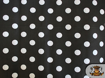#ad Polycotton Printed BIG DOTS WHITE BLACK BACKGROUND Fabric 56quot; wide by the yard $3.90