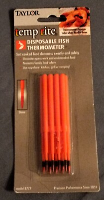#ad RARE Taylor Temp Rite Pack Of 9 Disposable Fish Thermometer Model 8777 NOS $5.99
