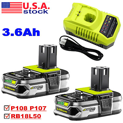 #ad 2x For RYOBI P108 18v 3.6Ah One Plus High Capacity Lithium ion Battery Charger $17.93