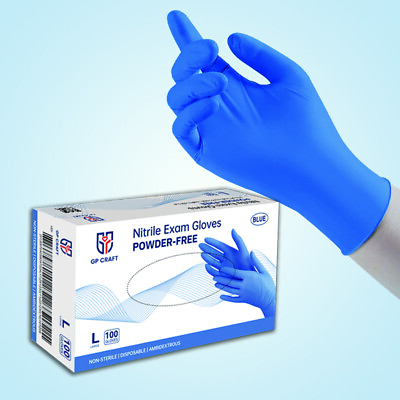 #ad GP Craft Blue Nitrile Gloves 3.5Mil Powder Latex Free Disposable 100pcs $6.99