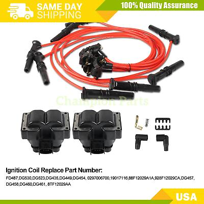 #ad 2pcs Ignition Coils 8pcs Spark Plug Wires For Ford F150 F250 Lincoln Mercury $64.02