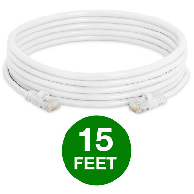 #ad 10PCS White Cat5e Patch Cable 15FT Cat5 Ethernet Cord RJ45 Connectors UTP Wire $32.49