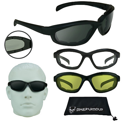 #ad Motorcycle Ansi Z87 Safety Sunglasses Clear Yellow Foam Large Biker Glasses $13.45