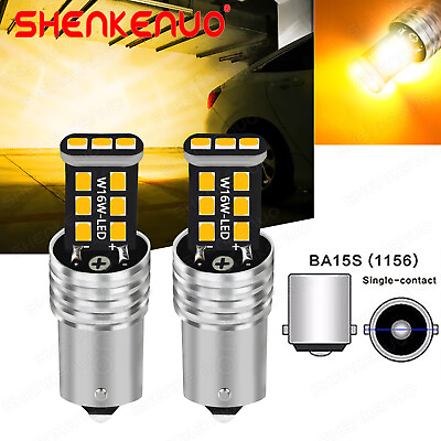 #ad 7507 BAU15S 12496 LED Front Turn Signal Blinker Bulbs Amber Yellow Bright 15SMD $13.00