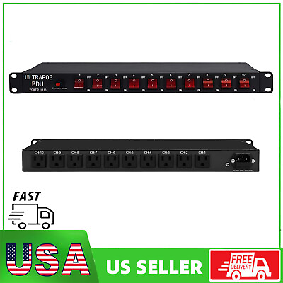 #ad UltraPoE 1U Rack PDU Power Strip 15 A 10 Outlet Surge Protector，10 Front Switch $59.99