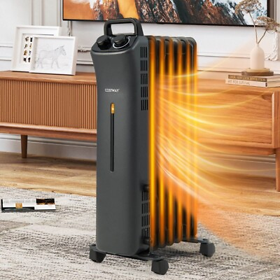 #ad 1500W Oil Filled Radiator Space Heater Electric Heater w Adjustable Thermostat $73.96