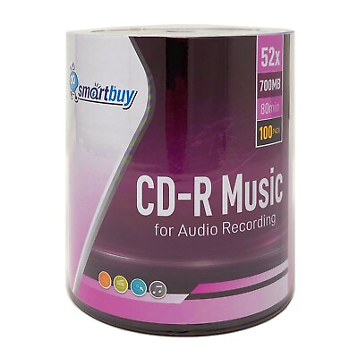 #ad 100 PK Smartbuy Digital Audio CD R Music 52X 700MB 80Min Logo Blank Record Disc $22.99