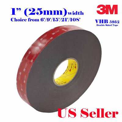 #ad 3M 1quot; x 6 9 15 21 VHB Double Sided Foam Adhesive Tape 5952 Automotive Mounting $8.99
