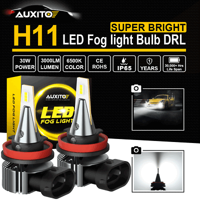 #ad AUXITO 2X H8 H11 H16 LED Fog Driving Light Bulbs 3000LM 6000K White High Power $20.99