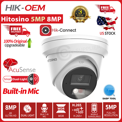 #ad Hikvision Compatible Smart Light Mic POE 8MP 5MP AcuSense Hybrid IP Camera $57.06
