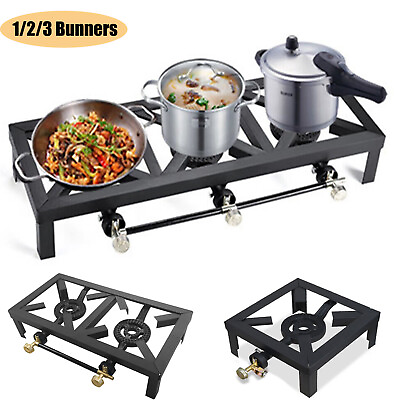 #ad Portable 1 2 3 Stove Burner Cast Iron Propane LPG Gas Camping Cooker Cooker $22.09