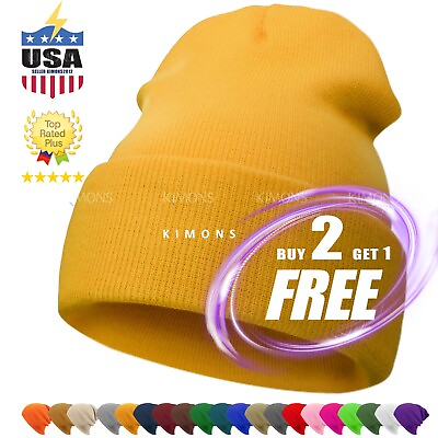#ad Beanie Hat Cap Plain Knit Ski Skully Cuff Winter Warm Slouchy Men Women Solid CF $5.95
