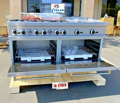 #ad NEW 60quot; 6 Burner Gas Range 24quot; Char Broiler Grill 2 Full Size Standard Oven NSF $3040.42