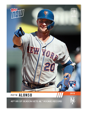 #ad 2019 Topps Now Pete Alonso RC #705 40th HR Breaks NL Rookie Record Mets PR 2314 $7.95