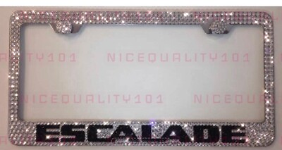 #ad Escalade Cadillac License Plate Frame Holder Made w Swarovski Crystals $114.99