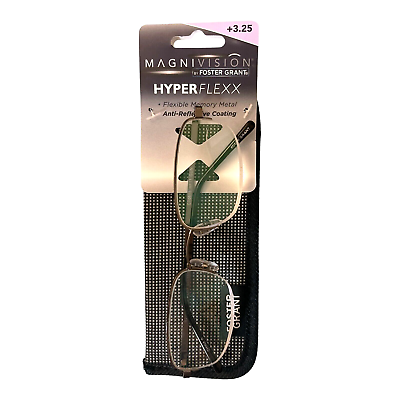 #ad Reading Glasses 3.25 Foster Grant Hyperflexx Anti Reflective Gunmetal Soft Case $20.99