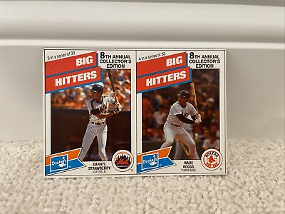#ad Darryl Strawberry Wade Boggs Mets Red Sox 1988 Drakes Uncut panel Baseball Card $1.71