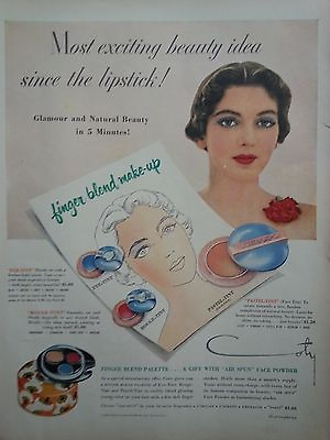 #ad 1950 Coty Cosmetics Finger Blend Makeup Eye Rouge Tint Original Print Ad $9.99