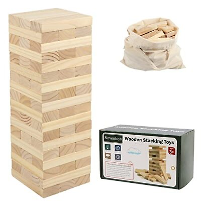 #ad Giant Tumble Tower 54PCS Giant Timber Game with Storage Bag Wooden Stacking $38.16