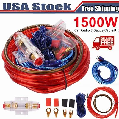 #ad 1500W Car Audio Cable Kit Amp Amplifier Install RCA Subwoofer Sub Wiring 8 Gauge $7.59