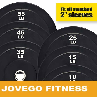 #ad 2 Inch Olympic Bumper Plate Sets 10 15 25 35 45 55lbs Rubber Weight Plates US $18.88