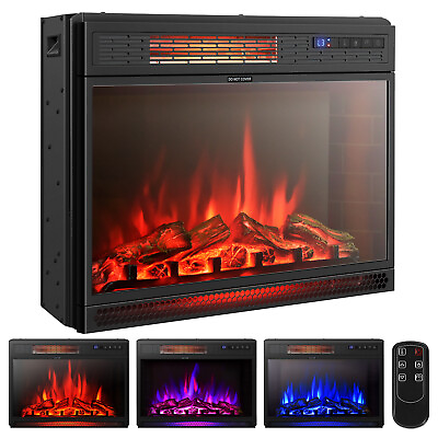 #ad 25quot; Electric 1350W Fireplace Freestanding amp; Recessed Heater Log Flame Remote $179.99