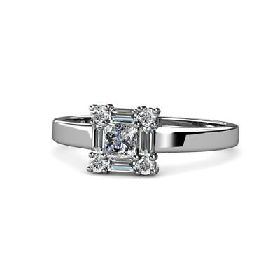 #ad Princess Cut 4mm Diamond Square Halo Promise Ring 7 8 ctw 14K Gold JP:147897 $1427.85