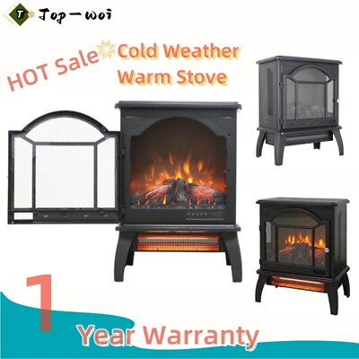 #ad 1500W Infrared Electric Stove Fireplace Freestanding With Remote Control Heater $139.00