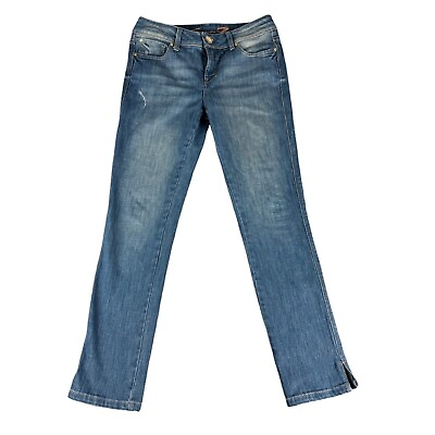 Seven7 Jeans Women#x27;s 4 Mid Rise Slim Straight Cotton Blue Denim $20.59