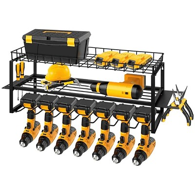 #ad Garage Power Tool Organizer Wall Mount Cordless Drill Holder Tool Storage Rack $37.99