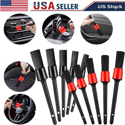 #ad 5PC Car Detailing Brush Kit Boar Hair Vehicle Auto Interior For Wheel Clean Sets $5.99