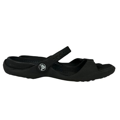 #ad Crocs Cleo Black Strappy Slip On Slides Sandals Womens Size 7 $39.18