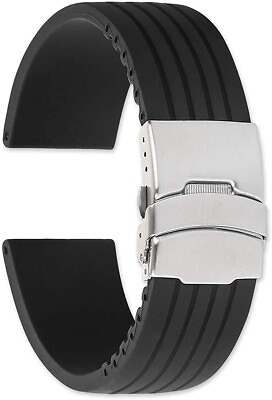 #ad 20MM 22MM 24mm Ullchro Silicone Watch Strap Rubber Watch Band Stripe Pattern $11.99