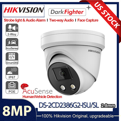 #ad Hikvision AcuSense 2 Way Audio 8MP Camera DS 2CD2386G2 ISU SL Audio Strobe Alarm $175.75