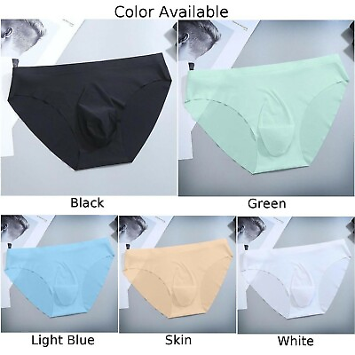 #ad Mens Ice Silk Panties Seamless Ultra Thin Silky Underwear Low Waist Briefs Thong $13.43