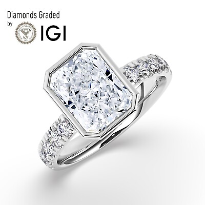 #ad #ad Radiant Solitaire 18K White Gold Engagement Ring3 ct Lab grown IGI Certified $2595.40