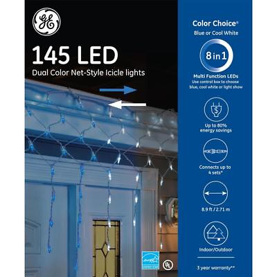 #ad GE Color Choice 145Ct Color Changing Mini Blue White LED Christmas Icicle Lights $44.99
