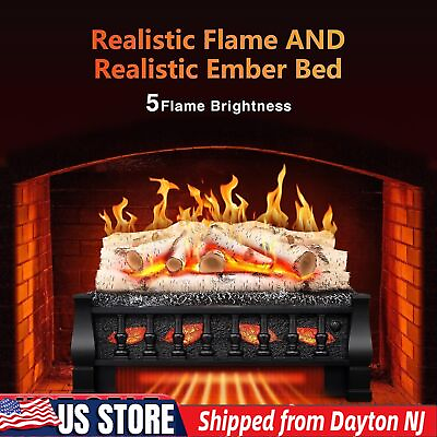 #ad 21 INCH 1500W Electric Fireplace Log Set Heater Whitish logs from Dayton NJ $109.99