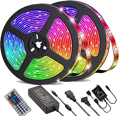 #ad LED Strip Lights 100ft 50ft Music Sync 5050 RGB Room Light with Remote New $9.99