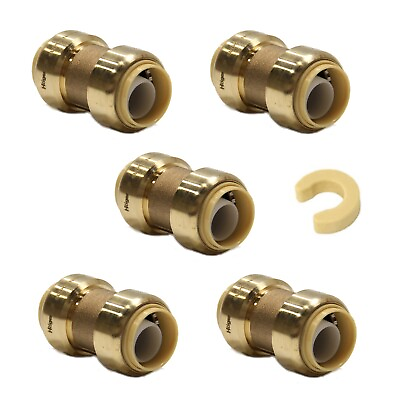 #ad EFIELD 5 PCS 1 2quot; X 1 2quot; PUSH FIT COUPLINGS BRASS FITTINGS WITH CLIP NO LEAD $15.99