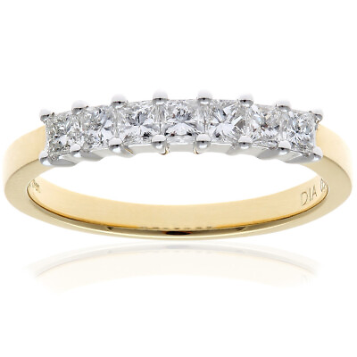 #ad 18ct Yellow Gold Diamond Eternity Ring 050ct Certified Princess Cuts by Naava GBP 1069.95