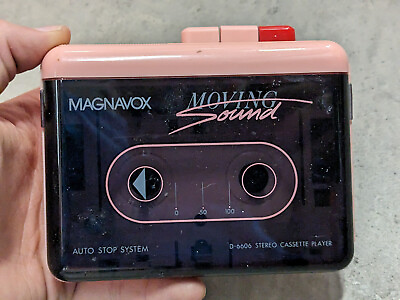 #ad Vintage Magnavox Moving Sound Stereo Cassette Player D 6606 Pink As is $8.99