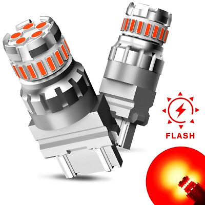 #ad AUXITO Red 3157 3156 LED Tail Brake Stop Reverse Light Canbus Bulbs Flash Strobe $52.24