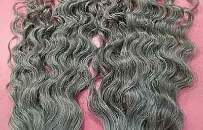 #ad Curly Grey Hair Bundles Deal Indian Natural Human Hair Extensions Pack of 3 $200.00