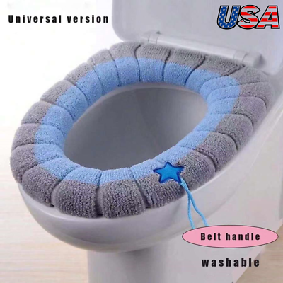 #ad Toilet Seat Pad Soft Thicker Warmer Stretchable Washable Cushion Mat Bathroom $4.43